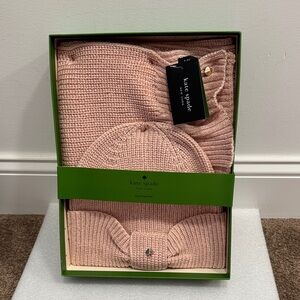 Kate Spade English rose metallic rib scarf & hat set NIB